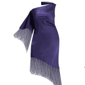 Eloquii Scarf Neck Fringe Dress, Purple, Size 16 NWT